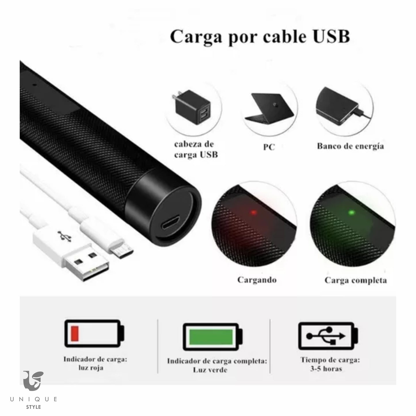 PUNTERO LÁSER VERDE RECARGABLE POTENTE DE LUZ LÁSER MULTIUSOS DE 1000MW